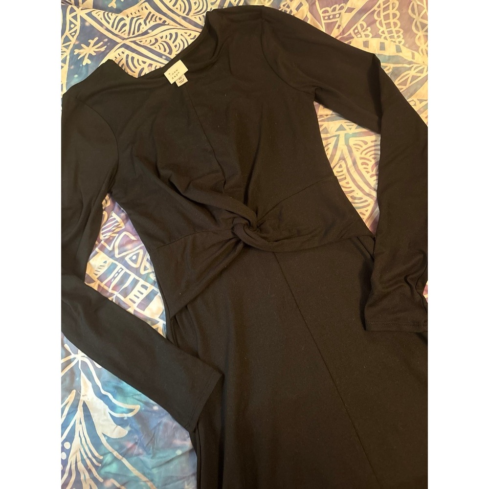 NEW‎ A New Day Black Longsleeve Twist Front Midi Dress, XS - Picture 3 of 6